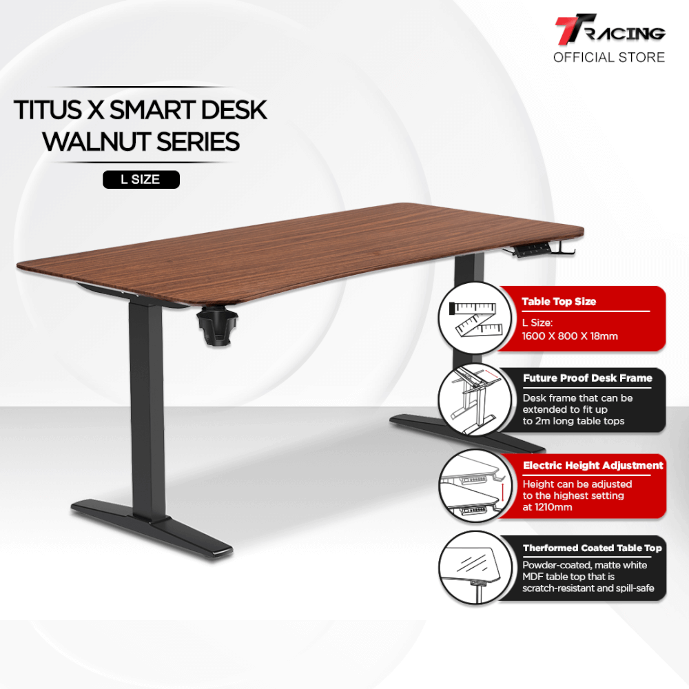 โต๊ะปรับระดับ TTRACING TITUS X SMART DESK 1.6M สี WALNUT